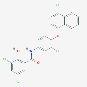 3,5-dichloro-N-{3-chloro-4-[(4-chloronaphthalen-1-yl)oxy]phenyl}-2-hydroxybenzamide