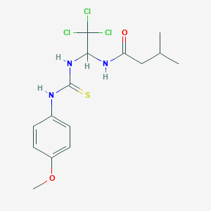 molecular formula C15H20Cl3N3O2S B11714977 3-Methyl-N-(2,2,2-trichloro-1-{[(4-methoxyphenyl)carbamothioyl]amino}ethyl)butanamide 