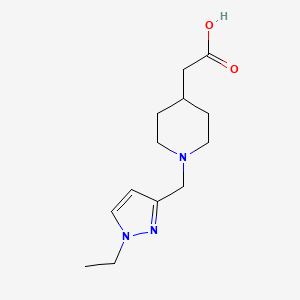 molecular formula C13H21N3O2 B11715014 {1-[(1-ethyl-1H-pyrazol-3-yl)methyl]piperidin-4-yl}acetic acid 