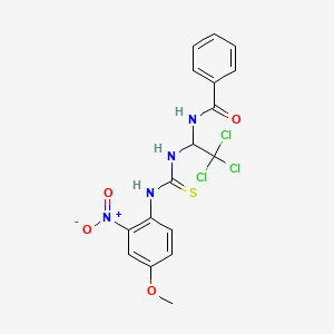 molecular formula C17H15Cl3N4O4S B11715064 N-(2,2,2-Trichloro-1-(3-(4-methoxy-2-nitro-phenyl)-thioureido)-ethyl)-benzamide 