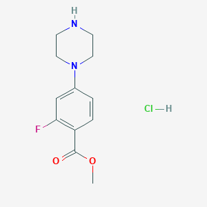 molecular formula C12H16ClFN2O2 B11715081 Methyl 2-fluoro-4-(piperazin-1-yl)benzoate hydrochloride 