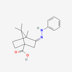 molecular formula C17H22N2O2 B11715142 (3E)-4,7,7-Trimethyl-3-(2-phenylhydrazin-1-ylidene)bicyclo[2.2.1]heptane-1-carboxylic acid 