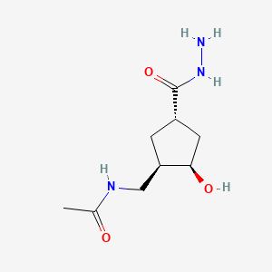 molecular formula C9H17N3O3 B11715194 N-{[(1R,2R,4S)-4-(hydrazinecarbonyl)-2-hydroxycyclopentyl]methyl}acetamide 