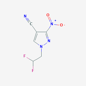 molecular formula C6H4F2N4O2 B11715404 1-(2,2-Difluoroethyl)-3-nitro-1H-pyrazole-4-carbonitrile 