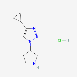 molecular formula C9H15ClN4 B11715614 4-cyclopropyl-1-(pyrrolidin-3-yl)-1H-1,2,3-triazole hydrochloride 