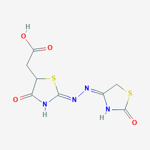 2-[(2E)-4-oxo-2-{2-[(4E)-2-oxo-1,3-thiazolidin-4-ylidene]hydrazin-1-ylidene}-1,3-thiazolidin-5-yl]acetic acid