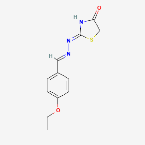 molecular formula C12H13N3O2S B11715792 (2E)-2-[(2Z)-2-[(4-ethoxyphenyl)methylidene]hydrazin-1-ylidene]-1,3-thiazolidin-4-one 