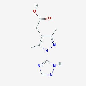 molecular formula C9H11N5O2 B11715846 [3,5-dimethyl-1-(4H-1,2,4-triazol-3-yl)-1H-pyrazol-4-yl]acetic acid 