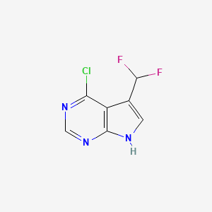 molecular formula C7H4ClF2N3 B11716034 4-Chloro-5-(difluoromethyl)-7H-pyrrolo[2,3-D]pyrimidine 