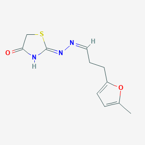 (2E)-2-[(2E)-2-[3-(5-methylfuran-2-yl)propylidene]hydrazin-1-ylidene]-1,3-thiazolidin-4-one