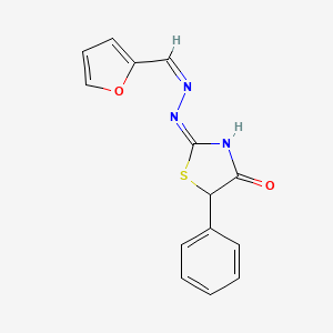 (2Z)-2-[(2E)-2-[(furan-2-yl)methylidene]hydrazin-1-ylidene]-5-phenyl-1,3-thiazolidin-4-one