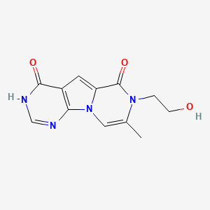 molecular formula C12H12N4O3 B11716171 11-(2-Hydroxyethyl)-12-methyl-1,3,5,11-tetraazatricyclo[7.4.0.0,2,7]trideca-2(7),3,8,12-tetraene-6,10-dione 