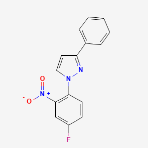 molecular formula C15H10FN3O2 B11716249 1-(4-Fluoro-2-nitrophenyl)-3-phenyl-1H-pyrazole 