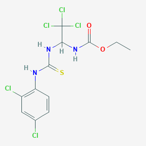 molecular formula C12H12Cl5N3O2S B11716323 Ethyl N-(2,2,2-trichloro-1-{[(2,4-dichlorophenyl)carbamothioyl]amino}ethyl)carbamate 