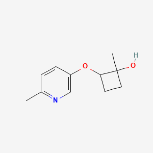 molecular formula C11H15NO2 B11716351 1-Methyl-2-[(6-methylpyridin-3-yl)oxy]cyclobutan-1-ol 