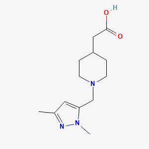 molecular formula C13H21N3O2 B11716360 {1-[(1,3-dimethyl-1H-pyrazol-5-yl)methyl]piperidin-4-yl}acetic acid 