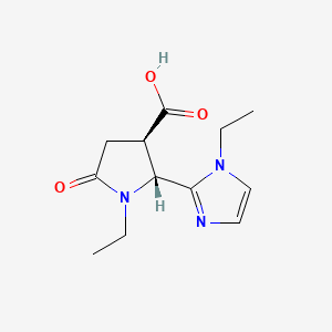 molecular formula C12H17N3O3 B11716361 (2R,3R)-1-ethyl-2-(1-ethyl-1H-imidazol-2-yl)-5-oxopyrrolidine-3-carboxylic acid 