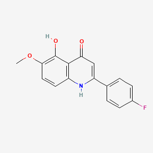 molecular formula C16H12FNO3 B11716456 2-(4-Fluorophenyl)-5-hydroxy-6-methoxyquinolin-4(1H)-one CAS No. 1256037-42-9