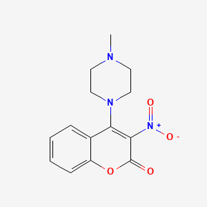 molecular formula C14H15N3O4 B11716493 Coumarin, 4-(4-methyl-1-piperazinyl)-3-nitro- CAS No. 51685-33-7