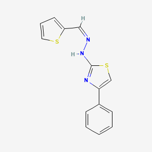 (2E)-4-phenyl-2-[(2E)-2-[(thiophen-2-yl)methylidene]hydrazin-1-ylidene]-2,3-dihydro-1,3-thiazole