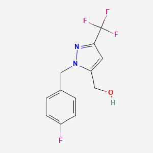 molecular formula C12H10F4N2O B11716519 [1-(4-Fluorobenzyl)-3-(trifluoromethyl)-1H-pyrazol-5-yl]methanol 