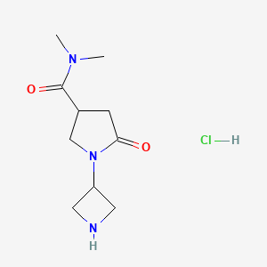 molecular formula C10H18ClN3O2 B11716595 1-(azetidin-3-yl)-N,N-dimethyl-5-oxopyrrolidine-3-carboxamide hydrochloride 