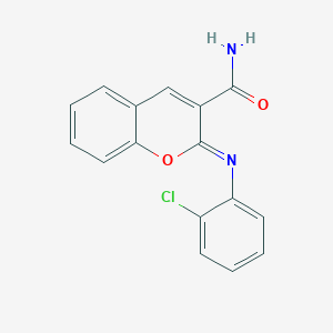 (2Z)-2-[(2-chlorophenyl)imino]-2H-chromene-3-carboxamide