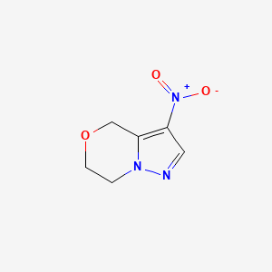 molecular formula C6H7N3O3 B11716675 3-Nitro-6,7-dihydro-4H-pyrazolo[5,1-c][1,4]oxazine 