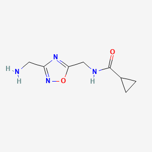 molecular formula C8H12N4O2 B11716742 N-{[3-(aminomethyl)-1,2,4-oxadiazol-5-yl]methyl}cyclopropanecarboxamide 