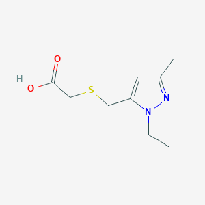 molecular formula C9H14N2O2S B11716761 {[(1-ethyl-3-methyl-1H-pyrazol-5-yl)methyl]sulfanyl}acetic acid 