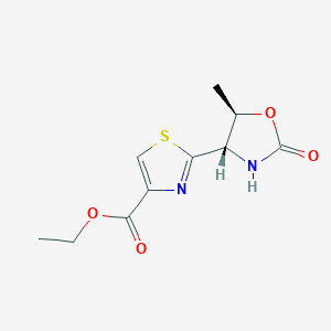 molecular formula C10H12N2O4S B11716835 Ethyl 2-((4S,5R)-5-methyl-2-oxooxazolidin-4-yl)thiazole-4-carboxylate 