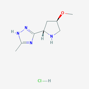 molecular formula C8H15ClN4O B11717101 5-[(2S,4R)-4-Methoxypyrrolidin-2-yl]-3-methyl-1H-1,2,4-triazole hydrochloride 