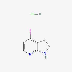 molecular formula C7H8ClIN2 B11717158 4-iodo-2,3-dihydro-1H-pyrrolo[2,3-b]pyridine;hydrochloride 