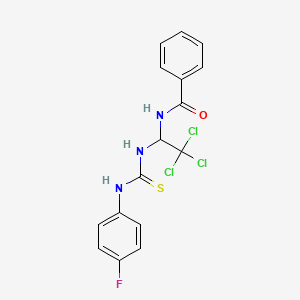 molecular formula C16H13Cl3FN3OS B11717247 N-(2,2,2-Trichloro-1-(3-(4-fluoro-phenyl)-thioureido)-ethyl)-benzamide 