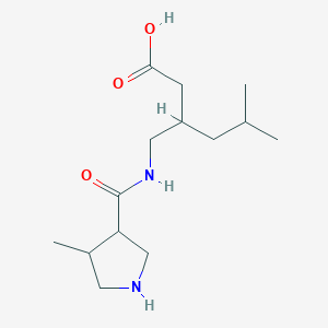 molecular formula C14H26N2O3 B11717352 5-Methyl-3-{[(4-methylpyrrolidin-3-yl)formamido]methyl}hexanoic acid 