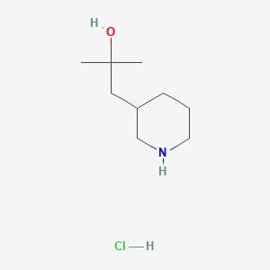 molecular formula C9H20ClNO B11717480 2-Methyl-1-(piperidin-3-yl)propan-2-ol hydrochloride 