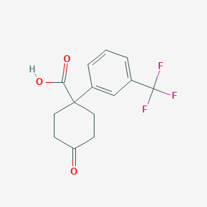 molecular formula C14H13F3O3 B11717708 4-Oxo-1-[3-(trifluoromethyl)phenyl]cyclohexanecarboxylic Acid CAS No. 1385694-77-8