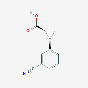 molecular formula C11H9NO2 B11717749 (1S,2R)-2-(3-cyanophenyl)cyclopropane-1-carboxylic acid 