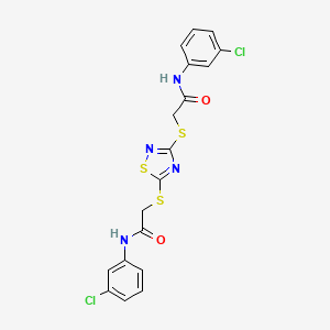 molecular formula C18H14Cl2N4O2S3 B11717882 2,2'-(1,2,4-thiadiazole-3,5-diyldisulfanediyl)bis[N-(3-chlorophenyl)acetamide] 