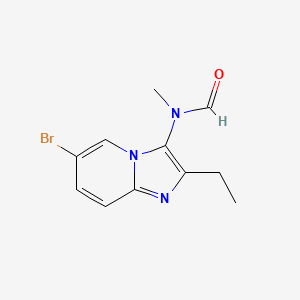 molecular formula C11H12BrN3O B11717912 N-(6-Bromo-2-ethylimidazo[1,2-a]pyridin-3-yl)-N-methylformamide 