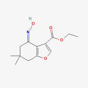 molecular formula C13H17NO4 B11717978 ethyl (4E)-4-(hydroxyimino)-6,6-dimethyl-4,5,6,7-tetrahydro-1-benzofuran-3-carboxylate 