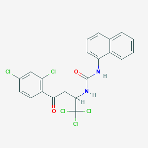 molecular formula C21H15Cl5N2O2 B11718267 N-[3-(2,4-dichlorophenyl)-3-oxo-1-(trichloromethyl)propyl]-N'-1-naphthylurea 