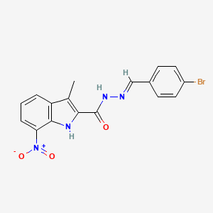 molecular formula C17H13BrN4O3 B11718272 N'-[(E)-(4-bromophenyl)methylidene]-3-methyl-7-nitro-1H-indole-2-carbohydrazide 