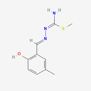 molecular formula C10H13N3OS B11718281 2-[(E)-{[(Z)-[Amino(methylsulfanyl)methylidene]amino]imino}methyl]-4-methylphenol 