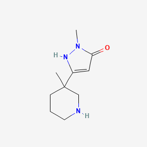 molecular formula C10H17N3O B11718455 1-methyl-3-(3-methylpiperidin-3-yl)-1H-pyrazol-5-ol 