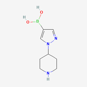 molecular formula C8H14BN3O2 B11718493 1-(4-Piperidyl)-1H-pyrazole-4-boronic Acid 