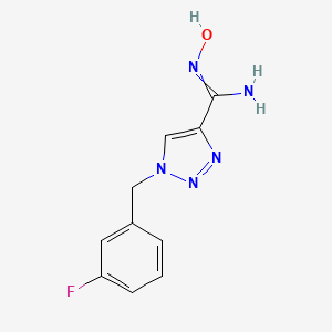 molecular formula C10H10FN5O B11718501 1-[(3-fluorophenyl)methyl]-N-hydroxy-1H-1,2,3-triazole-4-carboximidamide 