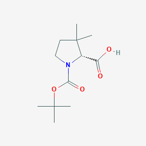 molecular formula C12H21NO4 B11718537 (R)-1-(tert-Butoxycarbonyl)-3,3-dimethylpyrrolidine-2-carboxylic acid 