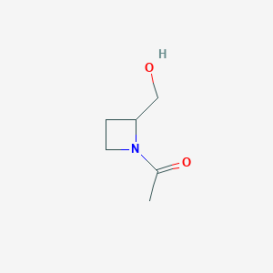 molecular formula C6H11NO2 B11718625 1-[2-(Hydroxymethyl)azetidin-1-yl]ethan-1-one 