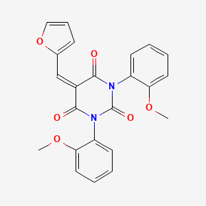 molecular formula C23H18N2O6 B11718659 5-(2-furylmethylene)-1,3-bis(2-methoxyphenyl)-2,4,6(1H,3H,5H)-pyrimidinetrione 